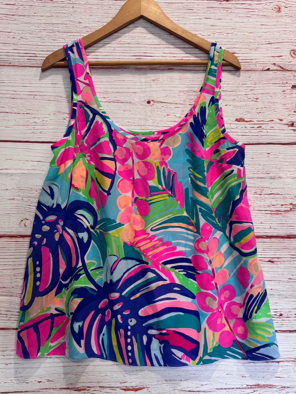 Lilly Pulitzer Cosmos Silk Tank Top in Multi Exotic Garden Sz M - Picture 3 of 7